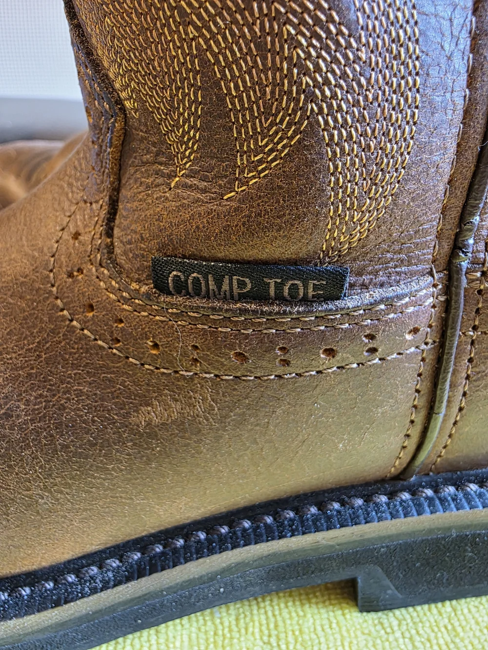 Justin Stampede Handler Comp Toe Cowboy Work Boots Mens Size 7D Brown Leather